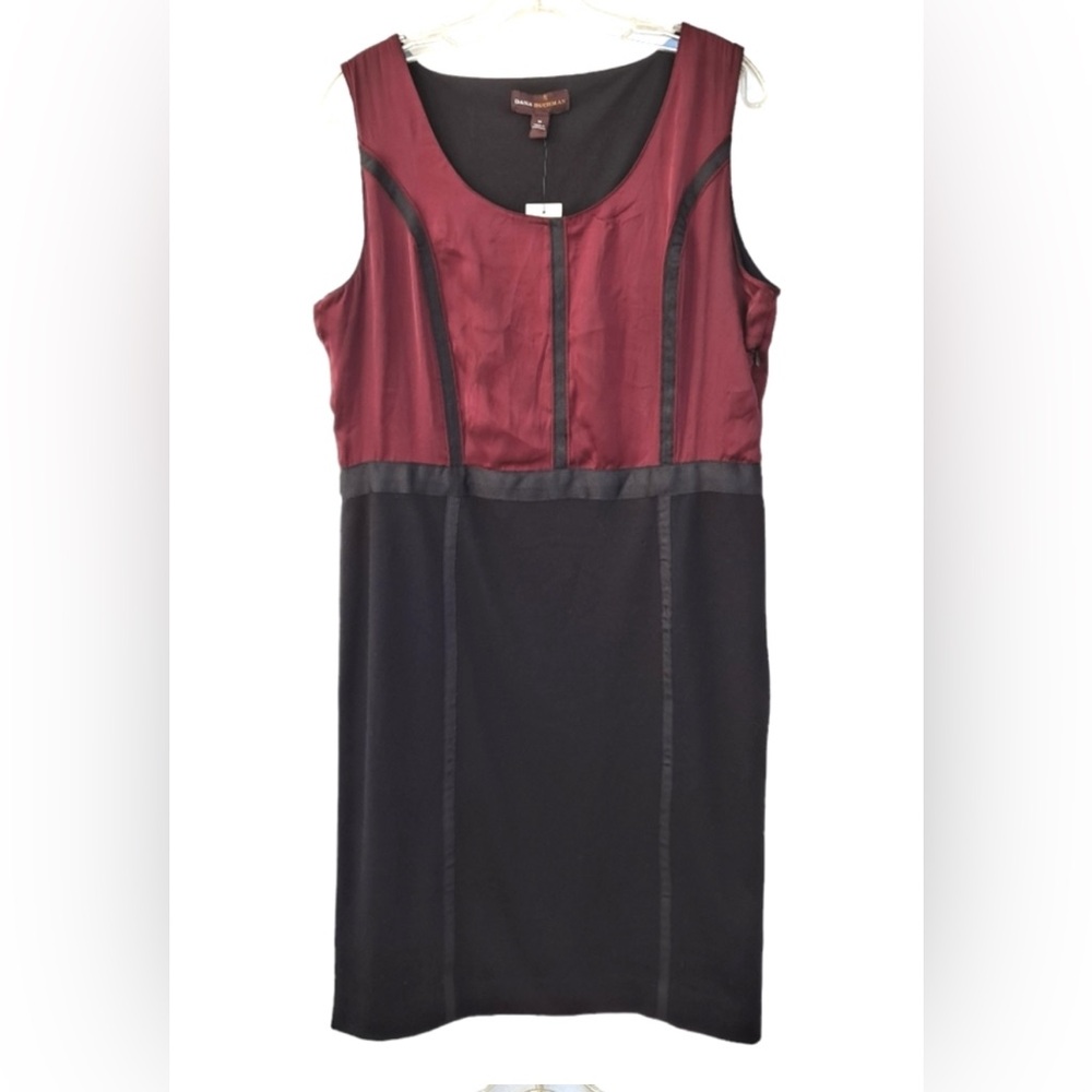 Dana Buchman Ruby Urban Polish Black Maroon Knit Sheath Dress sz14
